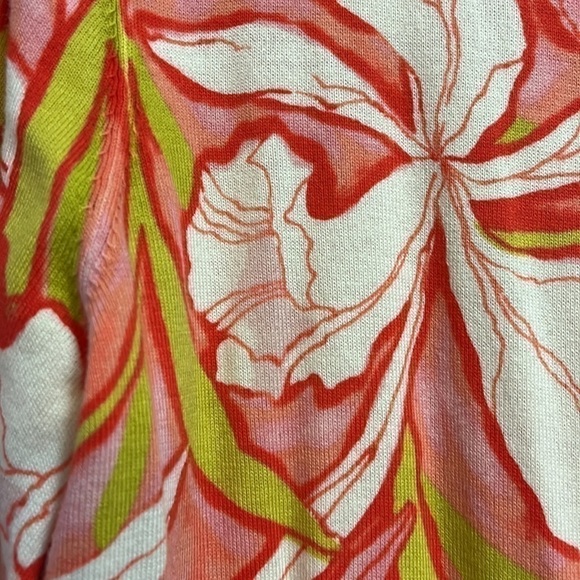 NWOT Talbots Women’s orange, green and white floral cardigan, size large. - Picture 6 of 7